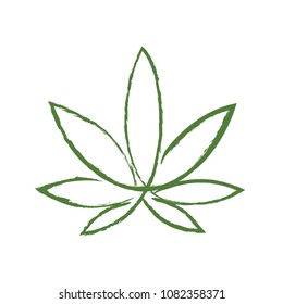 Cannabis Marijuana Hemp Leaf Flat Symbol Or Logo Design. Abstract Illustration.