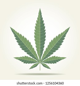 Cáñamo de marihuana de cannabis, icono plano de hoja, hierba de medicina verde vectorial, hierba vectorial