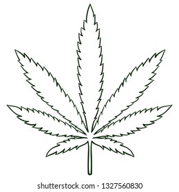 Cannabis (Marijuana) Hemp Leaf in Flat Vintage Style. Vector illustration 