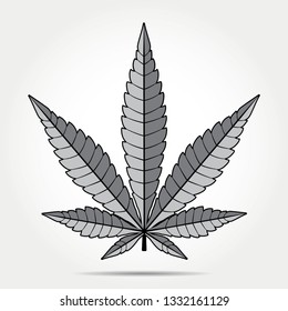 Cáñamo de marihuana de cannabis, icono plano de hoja, hierba de medicina gris vectorial, hierba vectorial