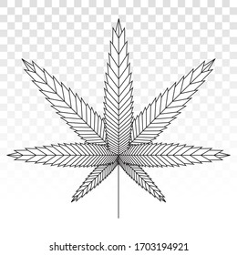 Cannabis (marijuana) hemp leaf flat icons with transparent background