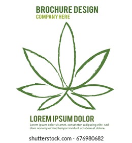 Cannabis marijuana hemp leaf flat symbol or logo design. Abstract illustration.