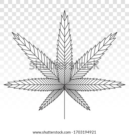 Cannabis (marijuana) hemp leaf flat icons with transparent background
