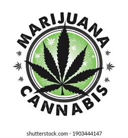 Cannabis Marijuana Hemp Leaf. Logo  Vector Illustration.