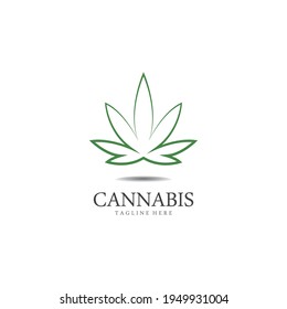 Logo y símbolo de la hoja de cáñamo de marihuana de cannabis