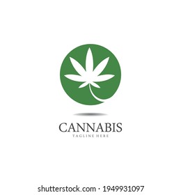 Logo y símbolo de la hoja de cáñamo de marihuana de cannabis