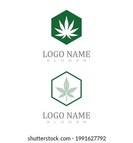 Cannabis Marijuana Hemp Pot Leaf Silhouettes Logo Vector