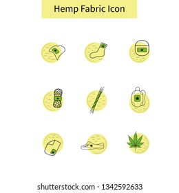 Cannabis, marijuana, hemp  vector Isolated line icons set. Hemp fabric flat modern icon.
