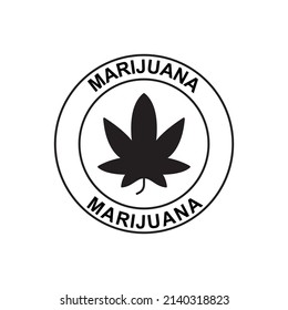 Cannabis Marijuana Label Icon Black Flat Stock Vector (Royalty Free ...