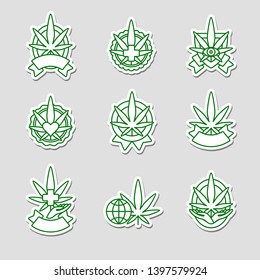Cannabis, marijuana labels and elements set. Cannabis icon collection. Vector