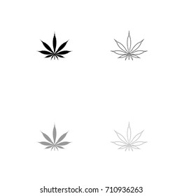 Cannabis (marijuana) leaf black and grey set icon .