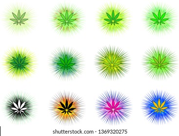 cannabis marijuana leaf branch set background