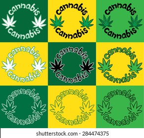 cannabis marijuana leaf design symbol stamp vector illustration