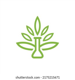 Cannabis or marijuana leaf extract in a beaker