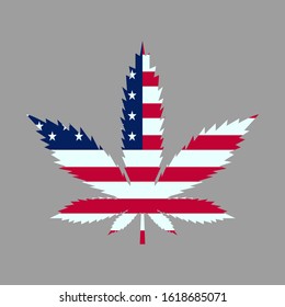 Cannabis Marijuana Leaf Flat American Flag Stock Vector (Royalty Free ...