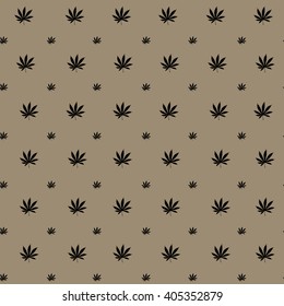 Cannabis (Marijuana) Leaf Flat Icon for Apps and Websites. Seamless Marijuana Background-vector. Vector Silhouette of a Hemp Leaf. Cannabis Plant Seamless Pattern.