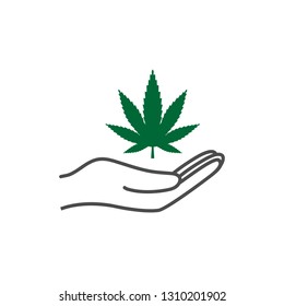 Cannabis Marijuana Leaf Hand Icon Vector Stock Vector (Royalty Free ...