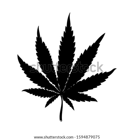 Cannabis marijuana leaf or hemp pot flat vector icon for apps and websites