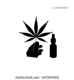 Cannabis, marijuana leaf icon on white background. Vector illustration. 