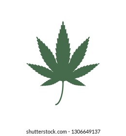 Cannabis, marijuana leaf icon. Vector illustration, flat design.