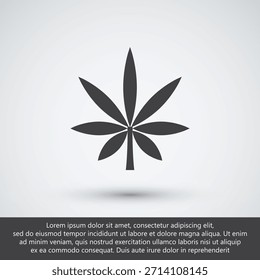 Símbolo de Ilustración vectorial de ícono de hoja de marihuana de cannabis para diseño médico y de legalización