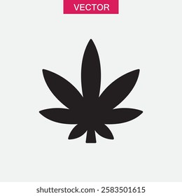 Cannabis, marijuana leaf icon.vector flat black simple trendy style illustration for web and app..eps
