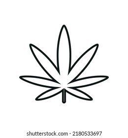 Cannabis, Marijuana Leaf Line Icon - Editable Stroke