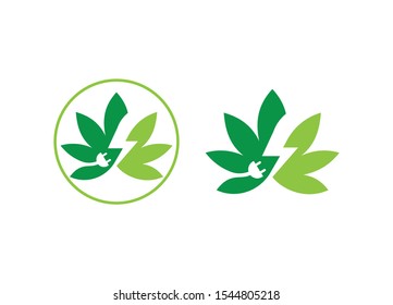 cannabis or marijuana leaf logo icon with lighting bolt  illustration