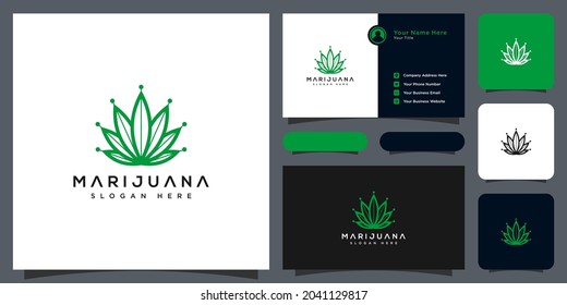 Vector del logotipo de la hoja de marihuana de cannabis y tarjeta de visita