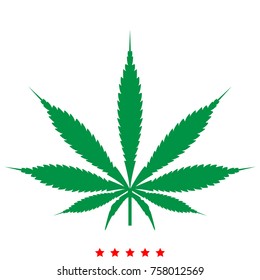 Cannabis (marijuana) leaf set icon . Flat style .