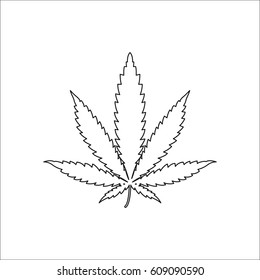 Cannabis marijuana leaf symbol simple line icon on background