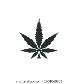 Icono vector de hoja de marihuana de cannabis. Ilustración del logotipo