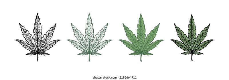 Cannabis, Marihuana-Blatt-Vektorsymbol. Schwarzes und grünes Cannabis-Leaf