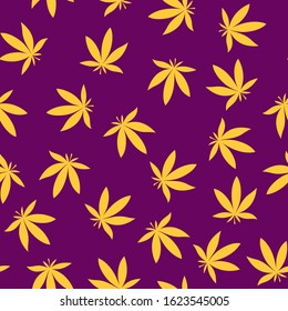 Cannabis marijuana leaves seamless pattern. Contrast colors. Stock vector illustration