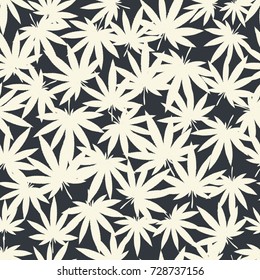 Cannabis or marijuana leaves seamless pattern. Vector illustration.