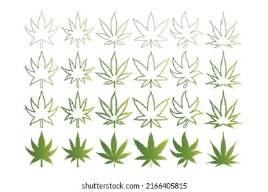 Plantilla de símbolo del vector de cannabis. El Vector De Marihuana Esboza. Lleno. Líneas
