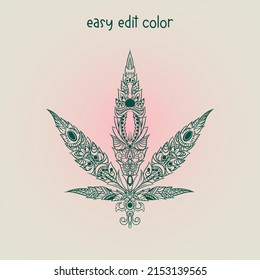Cannabis or marijuana ornament vector easy edit the color thanks for your download.