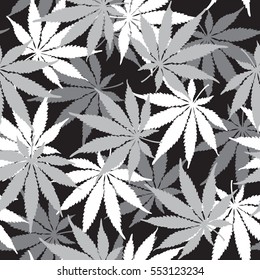 Cannabis or Marijuana seamless pattern.
Hand drawn vector floral pattern with Cannabis leaf motif.
