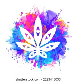 Marihuana de cannabis. Ilustración vectorial. Icono de la hierba de hoja. Para la decoración, un bello arte. Marihuana médica