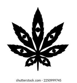 Cannabis Marijuana. Vektorgrafik. Unkrautsymbol aus dem Leaf. Für die Dekoration, eine schöne Kunst. Medical Marihuana