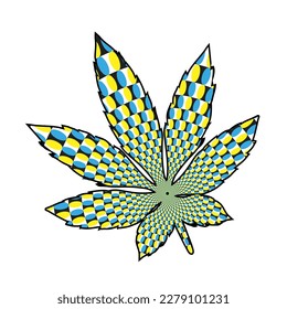 Marihuana de cannabis. Ilustración vectorial. Icono de la hierba de hoja. Para la decoración, un bello arte. Hippie, psicodélico.