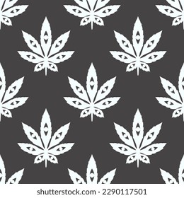 Marihuana de cannabis. Ilustración vectorial. Icono de la hierba de hoja. Para la decoración, un bello arte. Patrón médico de marihuana