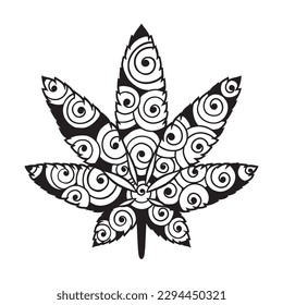 Cannabis Marijuana. Vector illustration. Leaf weed icon sign. For decoration, a beautiful art. Medical marijuana