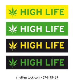 Cannabis marijuana vector set high life