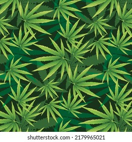Cannabis Marijuana Weed Leaves Pattern Or Background 