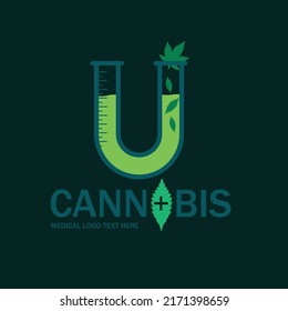 cannabis medicine logo vector, simple logo brand