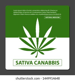 Cannabis medicine poster with text - Vector image