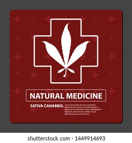 Cannabis medicine poster with text - Vector image