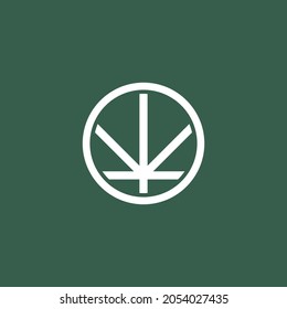 cannabis minimalist logo design in a circle