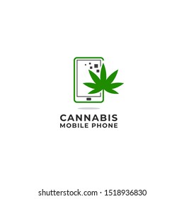 Cannabis Mobile Application Logo Vector Icon Illustration